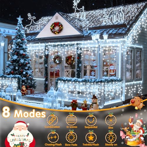 2Pack Total 800LED Ice Lights 33FT Christmas Lights String Lights Outdoor Decoration 8 Modes 150 Drops Fairy, alternate view