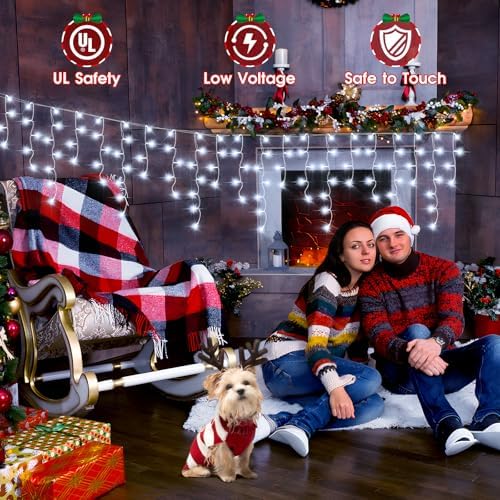 2Pack Total 800LED Ice Lights 33FT Christmas Lights String Lights Outdoor Decoration 8 Modes 150 Drops Fairy, alternate view