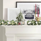 2Pack White 6.6 Ft Eucalyptus Garland with Lovely Faux Rose Flowers, Artificial Eucalyptus and Rose Garlands, alternate view
