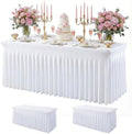 2Pack White Spandex Tablecloth for 6FT Rectangle Table, Table Skirt