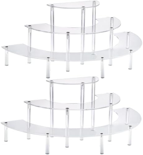 2Packs 17.5IN Large 3 Tier Acrylic Display Risers, Cupcake Perfume Stand in 17.5 x 8.7 X 5.7IN in transparency