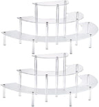 2Packs 17.5IN Large 3 Tier Acrylic Display Risers, Cupcake Perfume Stand in 17.5 x 8.7 X 5.7IN in transparency