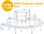 2Packs 17.5IN Large 3 Tier Acrylic Display Risers, Cupcake Perfume Stand in 17.5 x 8.7 X 5.7IN in transparency, alternate
