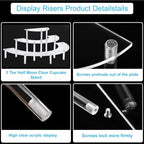 2Packs 17.5IN Large 3 Tier Acrylic Display Risers, Cupcake Perfume Stand in 17.5 x 8.7 X 5.7IN in transparency, alternate