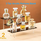 2Packs 3 Tier Perfume Organizer Stand, Acrylic Risers Display Stands in 11.6 X 8.0 X 5.7 IN in Black, alternate view 3