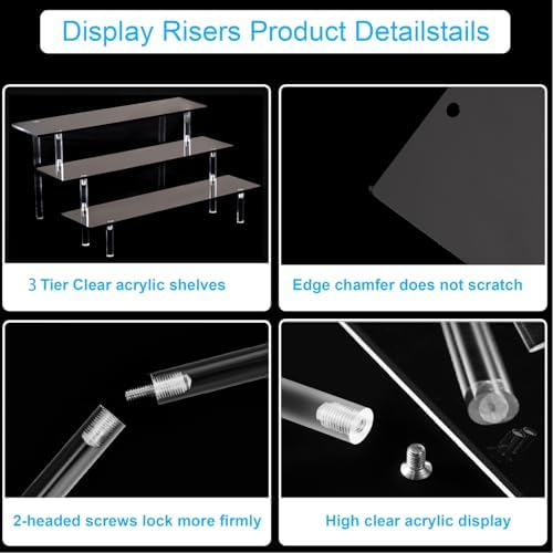 2Packs 3 Tier Perfume Organizer Stand, Acrylic Risers Display Stands in 11.6 X 8.0 X 5.7 IN in Black, alternate view 5
