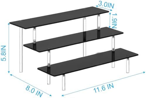 2Packs 3 Tier Perfume Organizer Stand, Acrylic Risers Display Stands in 11.6 X 8.0 X 5.7 IN in Black, alternate view 6
