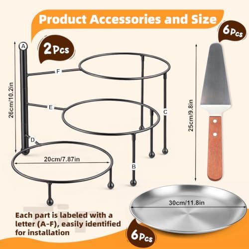 2Packs 3-Tier Pizza Stand for Party, Black Metal Pizza Rack (10.2"H), alternate view 2
