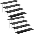 2Packs 4 Tier Perfume Organizer Stand, Acrylic Risers Display Stands in 11.6 X 10.3 X 5.7 IN in Black