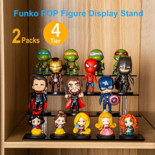 2Packs 4 Tier Perfume Organizer Stand, Acrylic Risers Display Stands in 11.6 X 10.3 X 5.7 IN in Black, alternate view 4