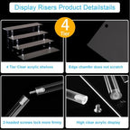 2Packs 4 Tier Perfume Organizer Stand, Acrylic Risers Display Stands in 11.6 X 10.3 X 5.7 IN in Black, alternate view 5