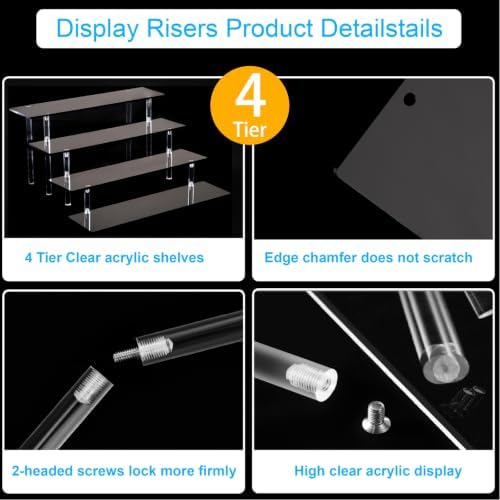 2Packs 4 Tier Perfume Organizer Stand, Acrylic Risers Display Stands in 11.6 X 10.3 X 5.7 IN in Black, alternate view 5