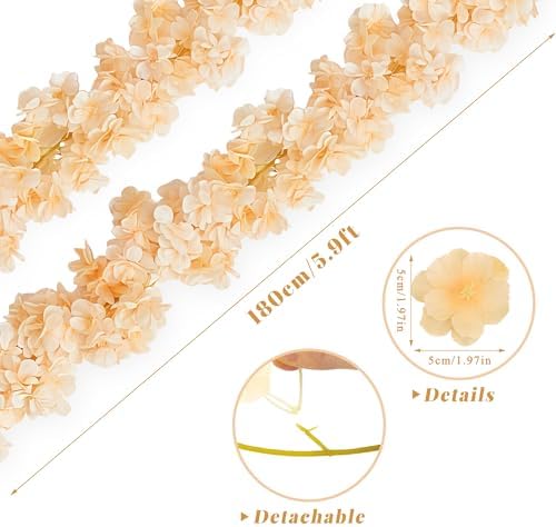 2PC 11.8FT Champagne Cherry Blossom Flower Garland for Decoration, alternate view 3
