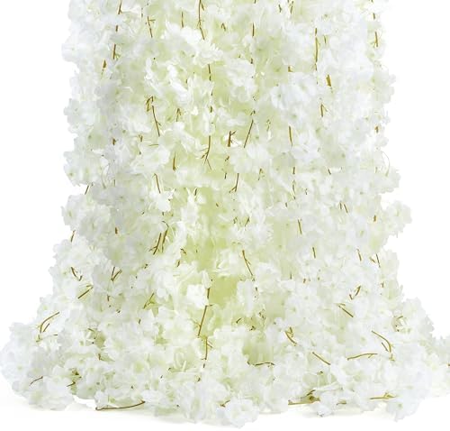 2PC 11.8FT White Cherry Blossom Flowers Garland for Decoration