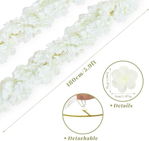 2PC 11.8FT White Cherry Blossom Flowers Garland for Decoration, alternate view 3
