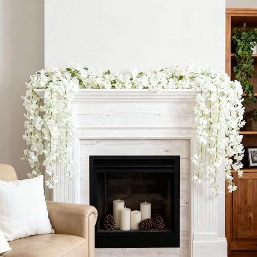2PC 11.8FT White Cherry Blossom Flowers Garland for Decoration, alternate view 6