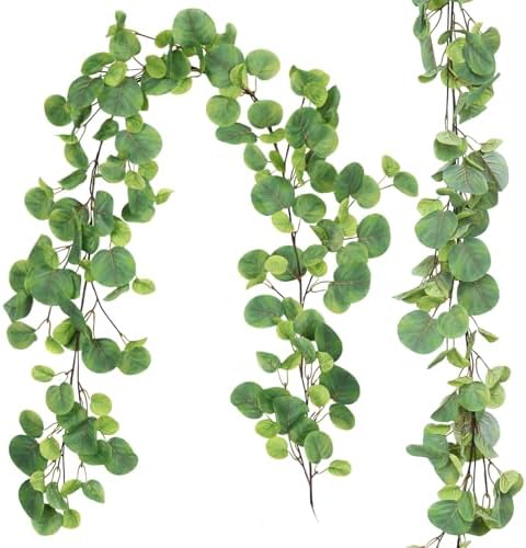 2Pc Artificial Big Eucalyptus Vines Garland 5.6FT Apple Leaves Ivy