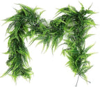 2Pc Artificial Boston Ferns Garland 5.8Ft Green Fake Greenery Vines