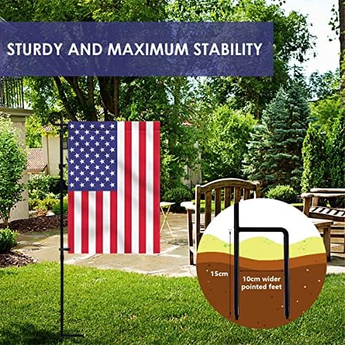2PC Garden Flag Holder Stand, Weather-Proof Yard Flag Pole Black Metal Powder-Coated Flagpole with Tiger Clip, alternate view
