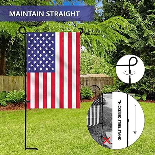 2PC Garden Flag Holder Stand, Weather-Proof Yard Flag Pole Black Metal Powder-Coated Flagpole with Tiger Clip, alternate view