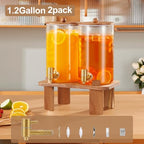 2pcs 1.2 Gallon Glass Drink Dispenser for Parties with Stand, alternate view 3