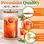 2PCS 1.5 Gallon Glass Drink Dispenser for Parties with Foldable Wood Stand, alternate view 4
