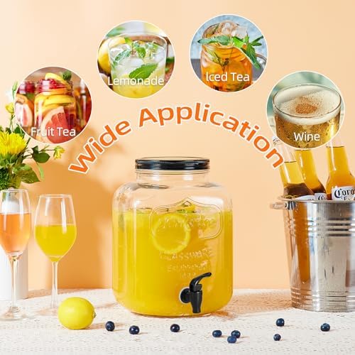 2pcs 1.5 Gallon Glass Drink Dispenser with Metal Stand, alternate view 5