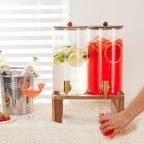 2pcs 1.5 Gallon Glass Drink Dispenser with Wood Stand, alternate view 4