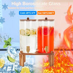 2pcs 1.5 Gallon Glass Drink Dispenser with Wood Stand, alternate view 5