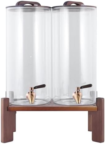 2PCS 1.6 Gallon Drink Dispenser, Glass Water Dispenser with Stand, Beverage Dispenser with Stainless Steel