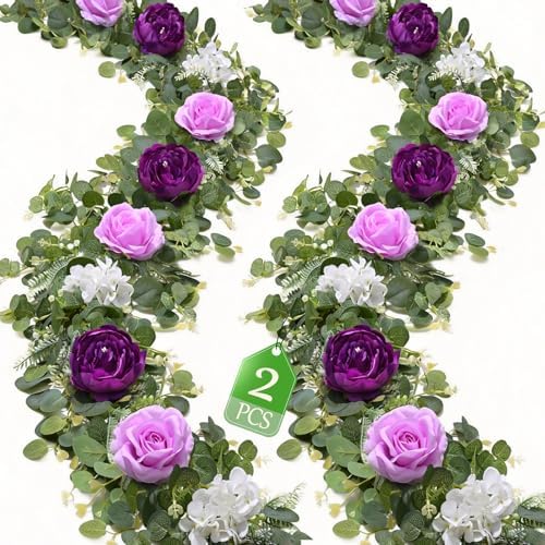 2Pcs 12 Ft Flower Garland Decoracion Purple Peony Floral Garland
