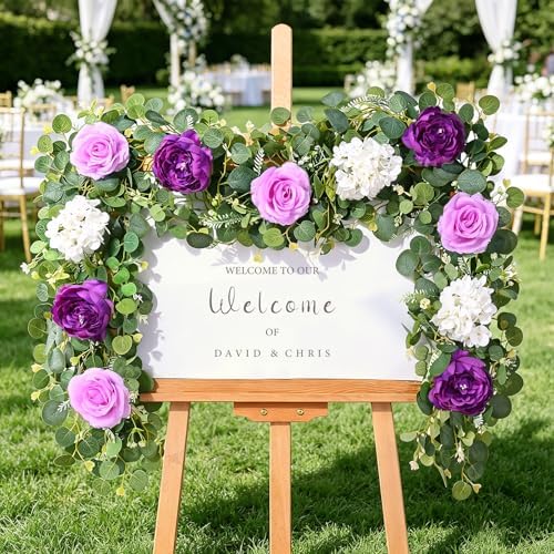 2Pcs 12 Ft Flower Garland Decoracion Purple Peony Floral Garland, alternate view 4