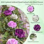 2Pcs 12 Ft Flower Garland Decoracion Purple Peony Floral Garland, alternate view 5