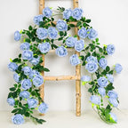 2Pcs 12Ft Bendable Flower Garland Faux Rose Vine for Wedding Decor, Blue in Blue, alternate view 6
