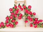 2Pcs 12Ft Bendable Flower Garland Faux Rose Vine for Wedding Decor, Fuchsia in Fuchsia