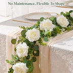 2Pcs 13 Ft Artificial Flower Garland Hanging Fake Rose Vine Decor, alternate view 4
