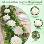 2Pcs 13 Ft Artificial Flower Garland Hanging Fake Rose Vine Decor, alternate view 5