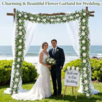 2Pcs 13 Ft Artificial Flower Garland Hanging Fake Rose Vine Decor, alternate view 6