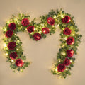 2Pcs 13Ft Artificial Eucalyptus Garlands with Flowers - 8 Roses, Faux Floral Greenery Garlands with 13Ft String