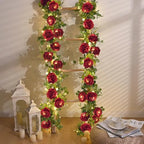 2Pcs 13Ft Artificial Eucalyptus Garlands with Flowers - 8 Roses, Faux Floral Greenery Garlands with 13Ft String, alternate