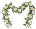 2Pcs 13Ft Artificial Eucalyptus Garlands with Flowers, Faux Floral Greenery Garlands Fake Flowers Vines for