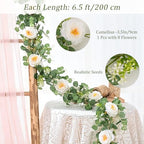 2Pcs 13Ft Artificial Eucalyptus Garlands with Flowers, Faux Floral Greenery Garlands Fake Flowers Vines for, alternate view 3