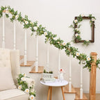 2Pcs 13Ft Artificial Eucalyptus Garlands with Flowers, Faux Floral Greenery Garlands Fake Flowers Vines for, alternate view 5