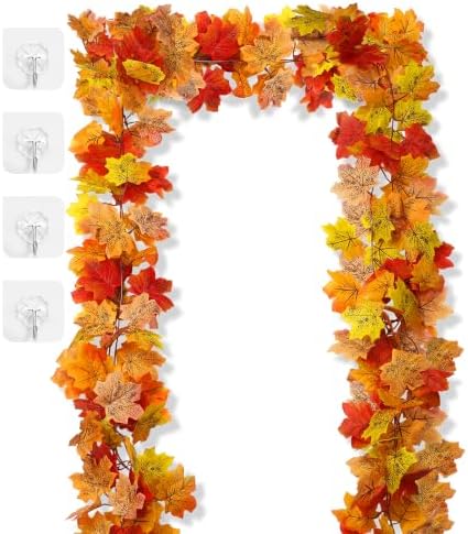 2Pcs 13FT Artificial Fall Leaves Garland for Thanksgiving Decor