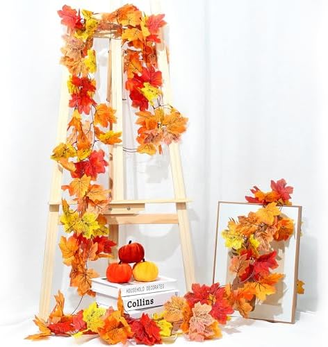 2Pcs 13FT Artificial Fall Leaves Garland for Thanksgiving Decor, alternate view 2