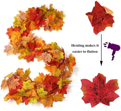 2Pcs 13FT Artificial Fall Leaves Garland for Thanksgiving Decor, alternate view 4