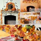 2Pcs 13FT Artificial Fall Leaves Garland for Thanksgiving Decor, alternate view 6