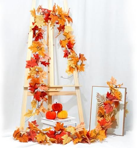 2Pcs 13FT Fall Maple Leaf Garland for Thanksgiving Decor, alternate view 2
