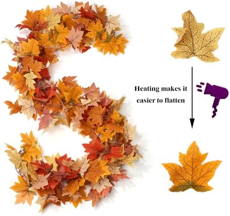 2Pcs 13FT Fall Maple Leaf Garland for Thanksgiving Decor, alternate view 4