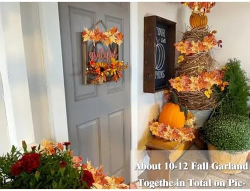 2Pcs 13FT Fall Maple Leaf Garland for Thanksgiving Decor, alternate view 5